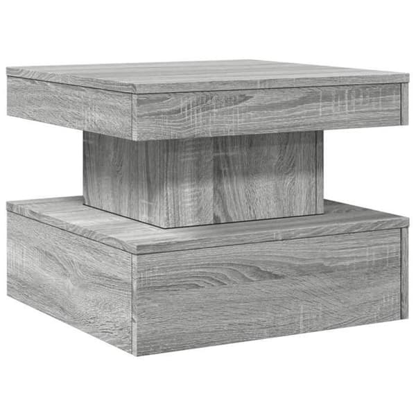 vidaXL Soffbord med LED-lampor sonoma grå 50x50x40 cm 839845