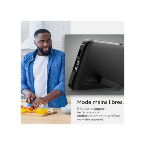 Fodral - SPIGEN - Tuff rustning - Svart - Dual Layer Protection - Integrerat stöd