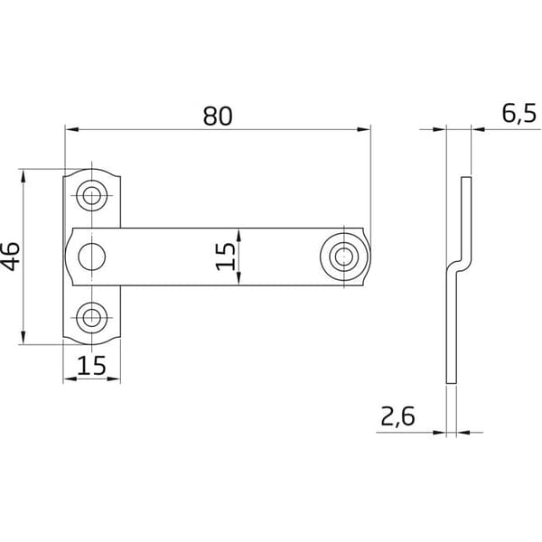 Spärrhandtag - AMIG - Modell 1 - 80 x 46 mm - Stål - Svart