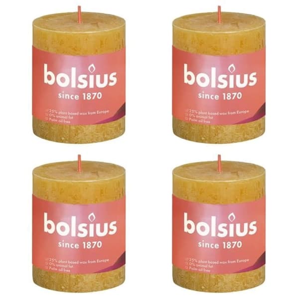 Bolsius Rustika pelarljus 4 st 80x68 mm Gul honungskaka