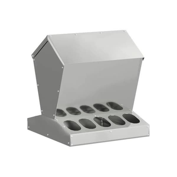 Metallfoderautomat för höns - vidaXL - 40x40x45 cm - Silver - Galvaniserat stål - Kapacitet 5 kg