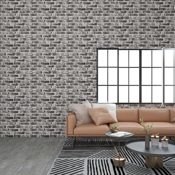vidaXL 3D-väggpaneler Mörkgrå tegeldesign 10 st EPS 332925