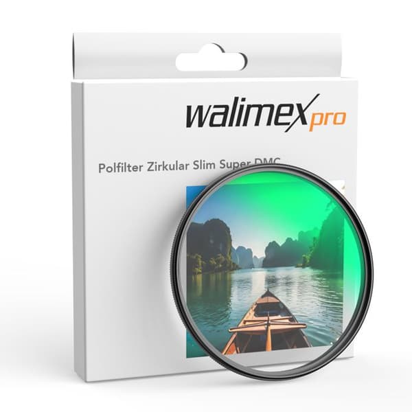 Walimex pro Cirkulär Slim Super DMC Polarisationsfilter - 82 mm - Objektivfilter för Polarisationslins - CPL Filter 18 Lager