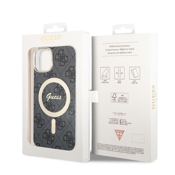 Coque Guess IML 4G MagSafe för iPhone 15 Plus - Svart