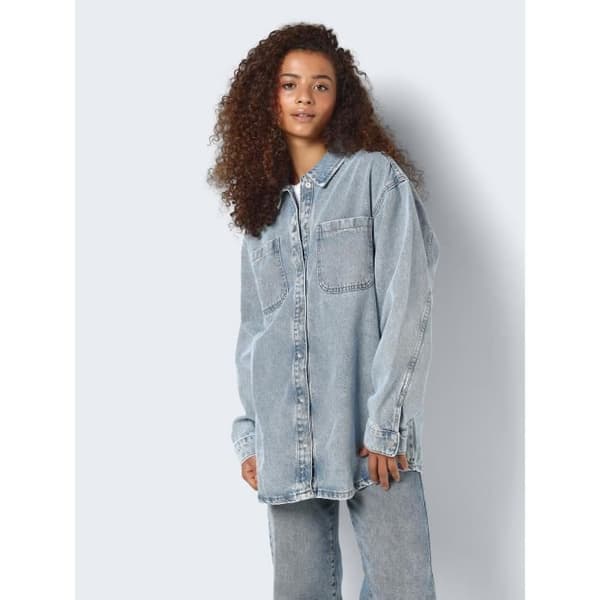 Oversize Denimjacka Denim Shacket Design Övergångsjacka