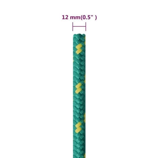 152723 vidaXL Båtline Grön 12 mm 25 m Polypropen