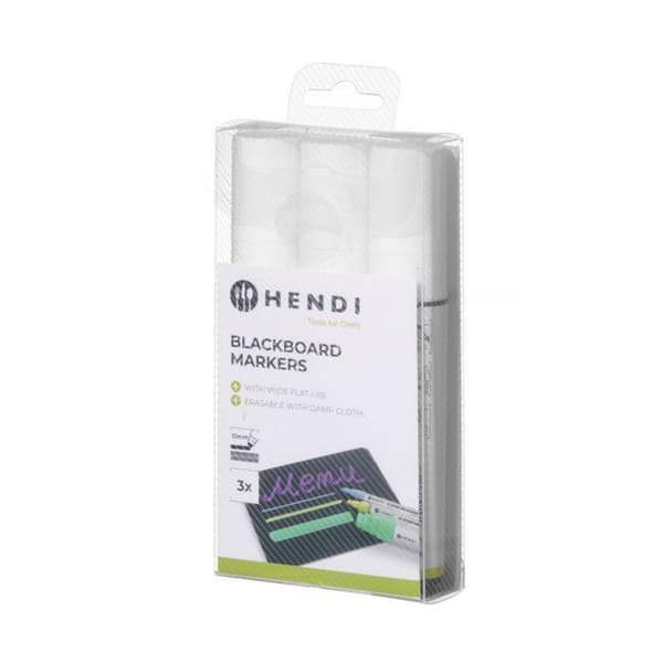 Kritpennor - HENDI - 15 mm - Platt spets - Set om 3 - Vit