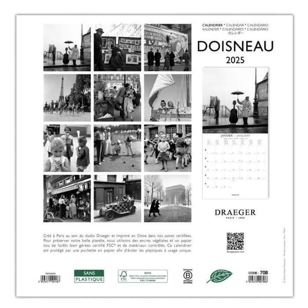 Stort väggkalender 29x29 cm 2025 - Robert Doisneau