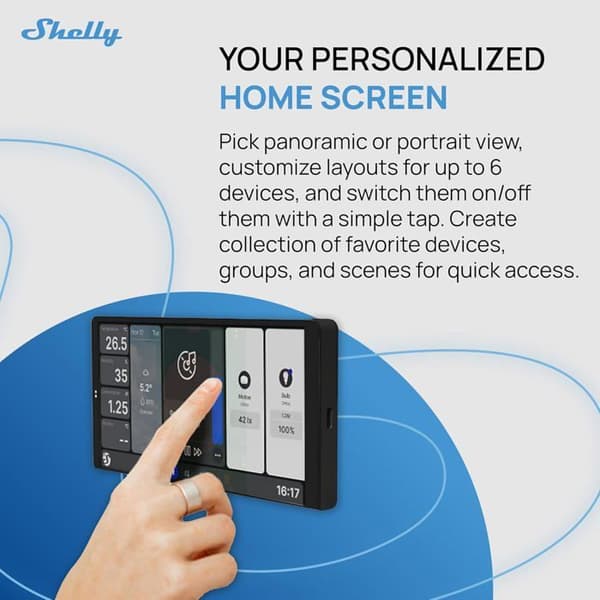 Smarta hemkontrollpanel - SHELLY - 6.95" - Wi-Fi - Termometer - Hygrometer - Svart