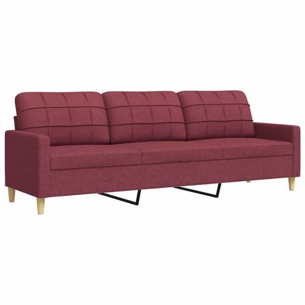 vidaXL Soffa 3-sits Bordeaux 210 cm Tyg, soffa, vardagsrumssoffa, 3-sits soffa, vadderad soffa, 4007420
