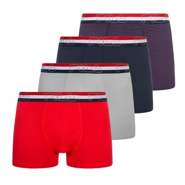 Fila Kalsonger för Herr - Röd/Grå - 4-pack - Kort modell - Elastisk midja