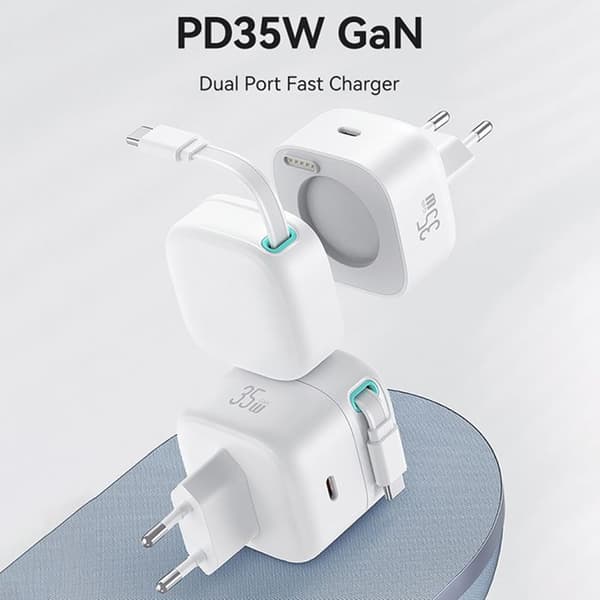 USB-C-laddare - Usams - US-CC202 - 35W - Fällbar kabel - Snabbladdning