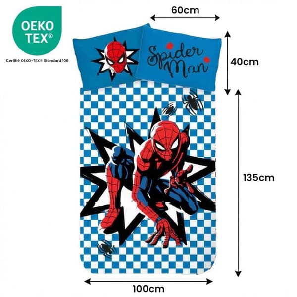 Babysängset – Marvel – Vändbar tryck – 100 x 135 cm + örngott 40 x 60 cm – Spiderman