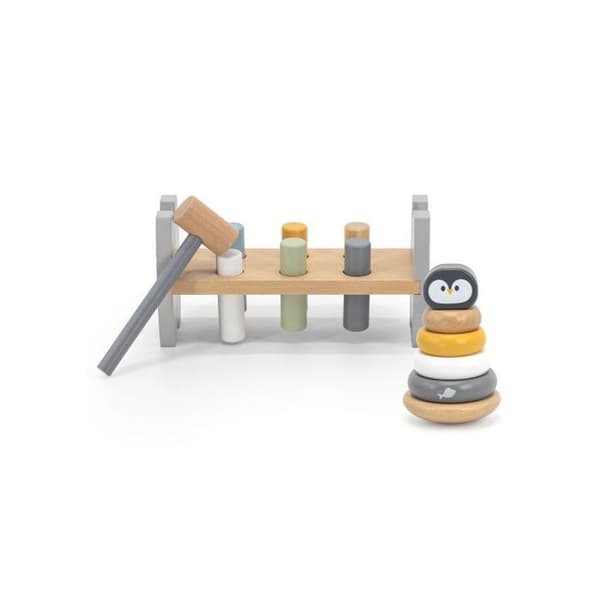 VIGA PolarB Trä Pyramid + Pingvin Hammare Montessori