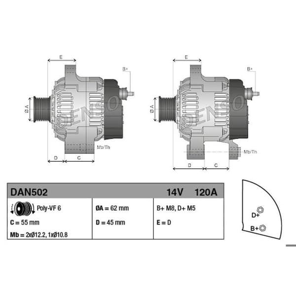 NY GENERATOR OE DENSO DAN502