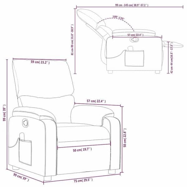 vidaXL Massagefåtölj Krämläder 373442