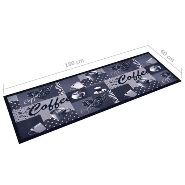 vidaXL Tvättbar Köksmatta Kaffe Blå 60x180 cm