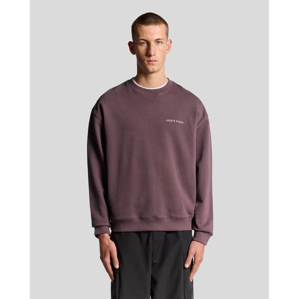 Lyle & Scott sweatshirt med rund hals och borstat tryck