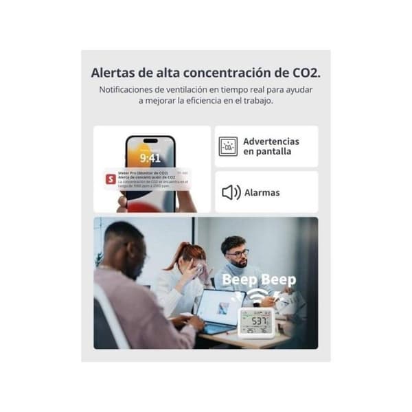 Monitor för Luftkvalitet SwitchBot Mediator Pro CO2 Display 6-i-1 Hög Precision App Larm