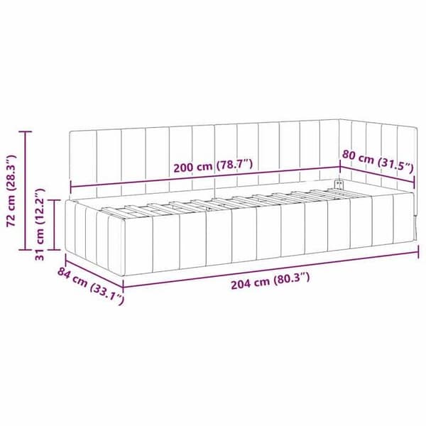 vidaXL Hörnsängram Mörkgrå 80 cm x 200 cm Sammet 42016288