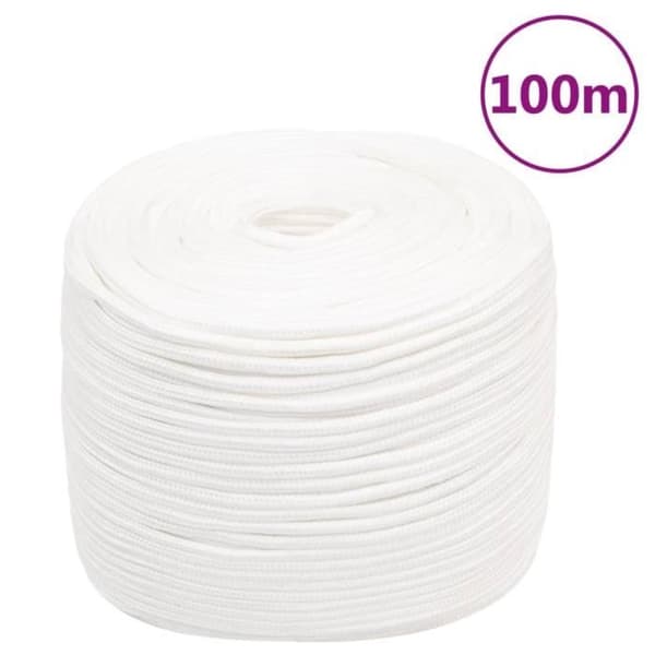 152556 vidaXL Båtrep Komplett Vit 8 mm 100 m Polypropen