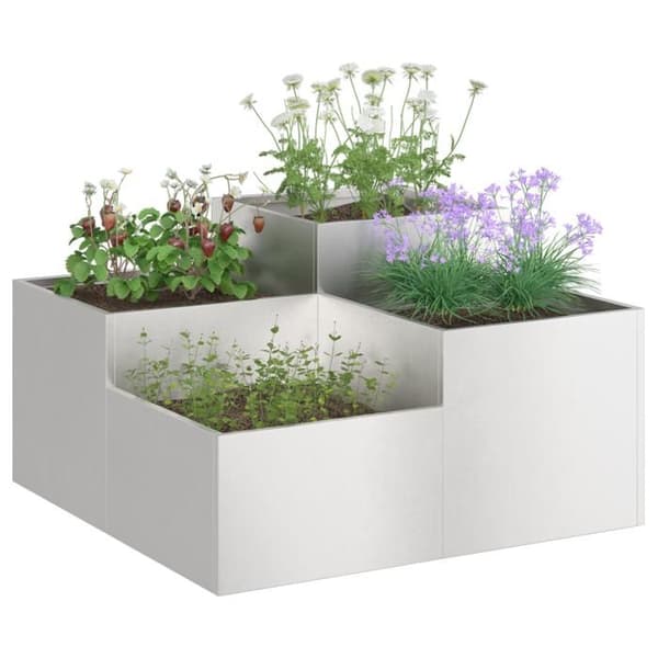 Planteringslåda - Rostfritt stål - 100x100x48 cm - Silverfärgad - Modern design