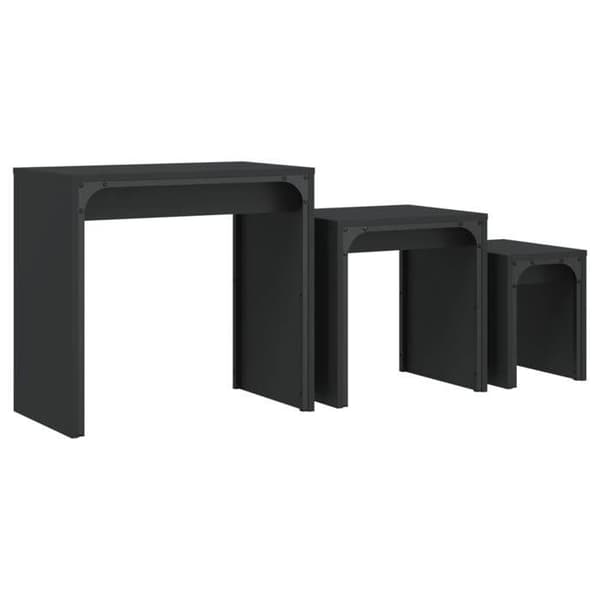 vidaXL Häckande soffbord 3 st Black Engineered Wood 837822