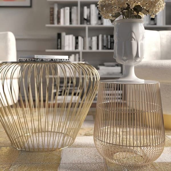 Bordstablett Beam guld marmor vit 32cm Kare Design