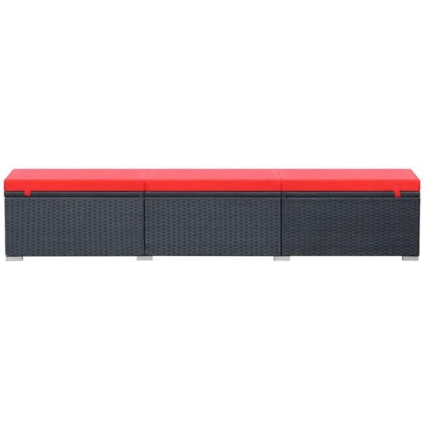 vidaXL Solstol med Kudde Poly Rattan Svart