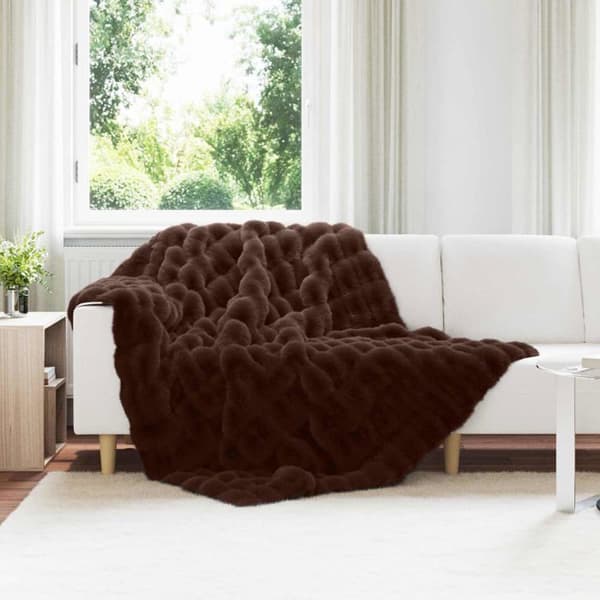 Faux päls-överdrag i kanin - vidaXL - 150x220 cm - Kamel - 4-pack - Polyester