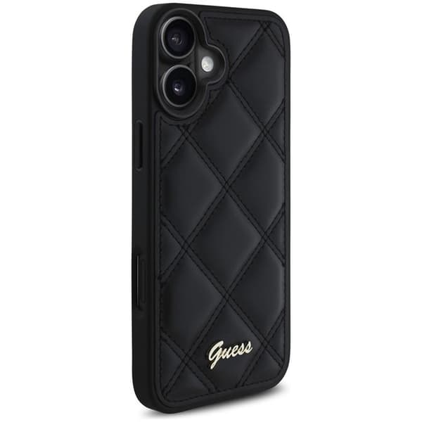 Guess quiltad metalllogotyp för iPhone 16 Plus - Svart