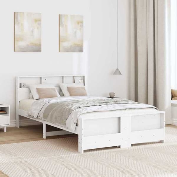 vidaXL Sängram Vit 120 x 200 cm Ingenjörsträ 877228
