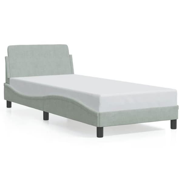 vidaXL Dover sängram ljusgrå 90x190 cm sammet 373092
