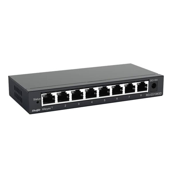 Ruijie Switch icke hanterad 8xGb RJ45, stålkapsling