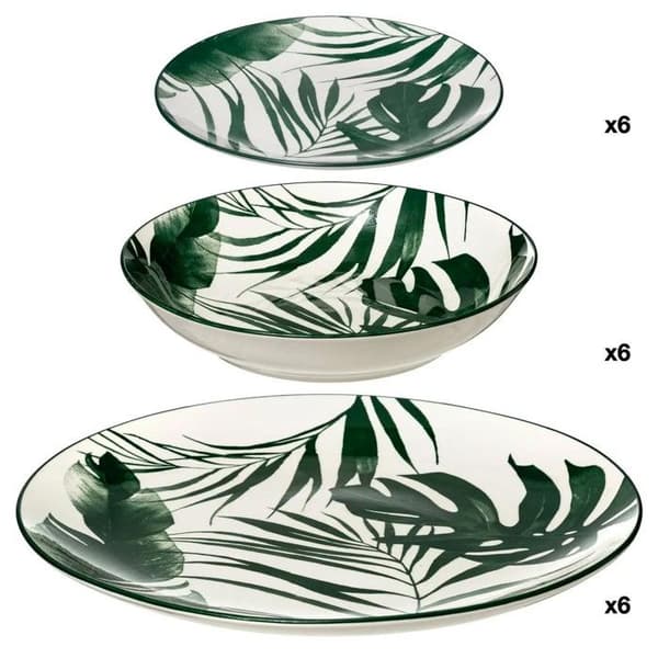 Servis 18 Delar "Palme" 26cm Grön