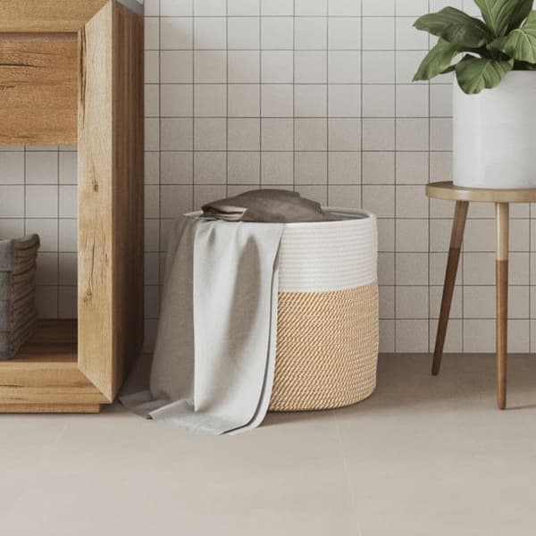 Brun och vit förvaringskorg Ø40x35 cm bomull