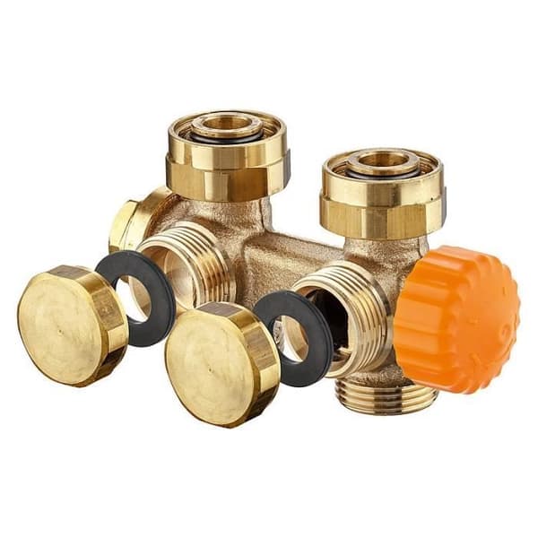 Kit radiatorventil - BANYO - Multilux 4 Eclipse - Vinkel/Rak - Brons - Avstånd 50 mm