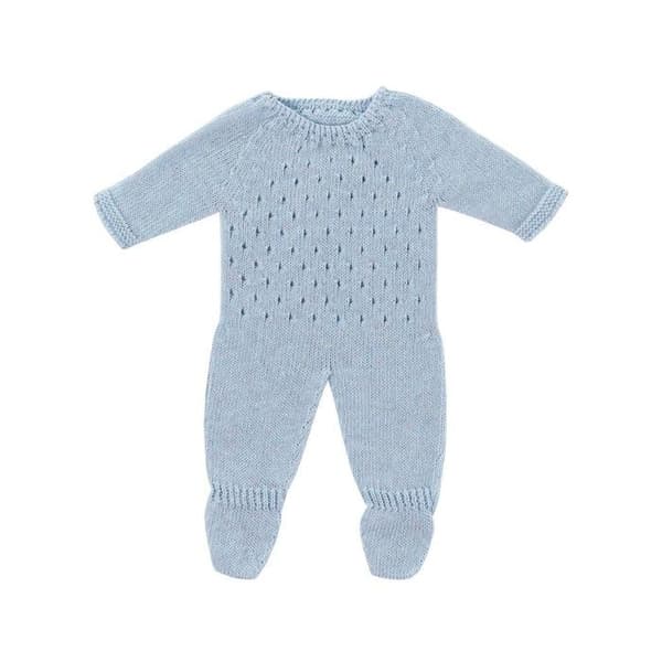 Blå Stickad Pyjamas För Docka 38cm