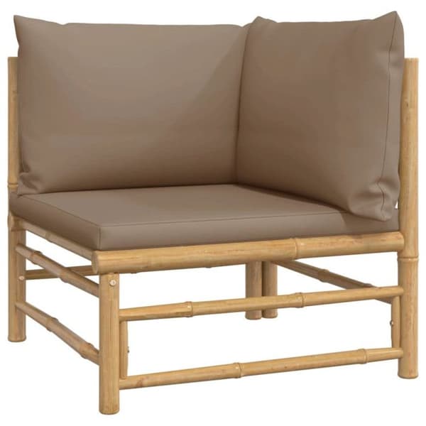 vidaXL Trädgårdsmöbelset 2 st med kuddar Taupe Bamboo 362284
