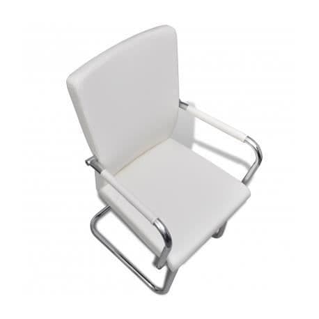 vidaXL Cantilever Matstolar 2 st Vit konstläder