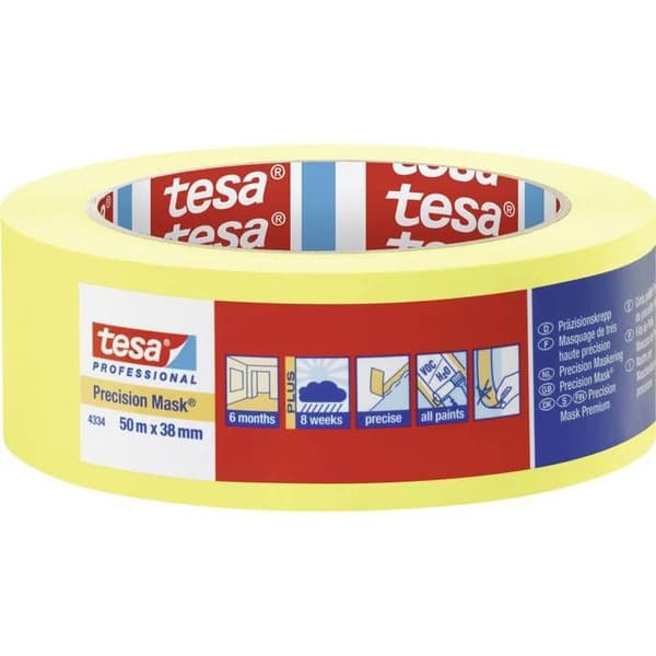 Skyddstejp - tesa - 4334 - 38 mm x 50 m - Papper - Gul
