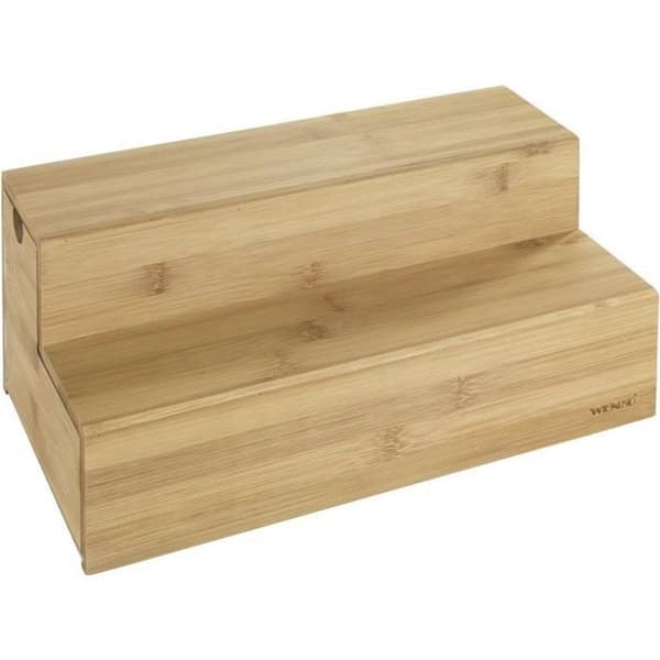 Förvaring - Bambu - Dubbelvåningstrappa - Teleskoplåda - Köksarrangör - Beige