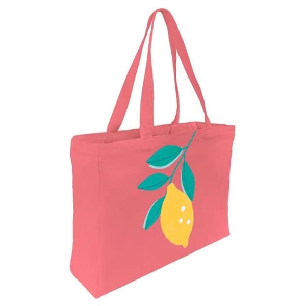 Tote Bag - DRAEGER PARIS - Citrontryck - 100% Bomull - Stort Format A4 - Rosa
