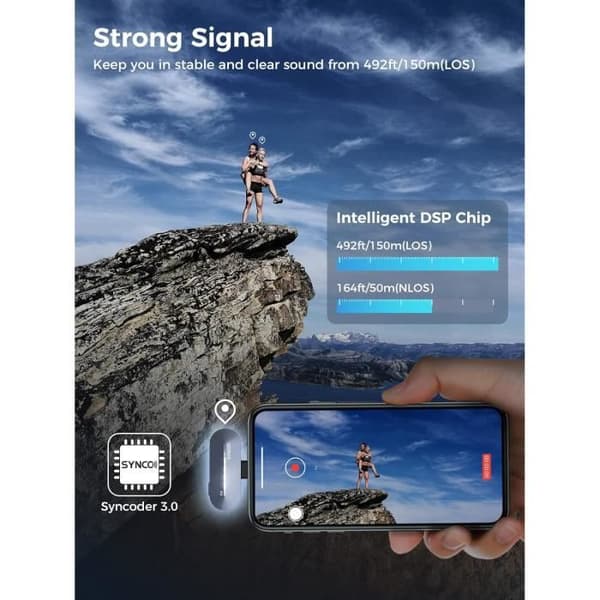 Trådlös kravatmikrofon SYNCO P2SL MFi-certifierad för iPhone iPad
