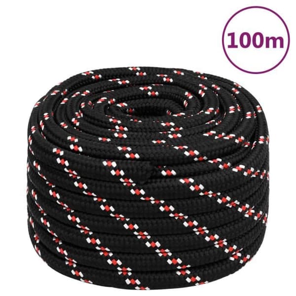 vidaXL Båtrep Svart 20 mm 100 m Polypropen 152369