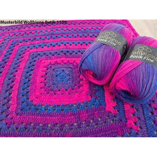 Wollbiene Batik Fine 5x100g Multicolor Gradient Lila Bär Blå