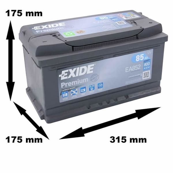 AUTO BATTERY EXIDE Premium Carbon Boost 85Ah 800A 12v (+DR)