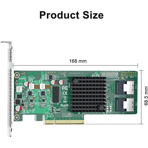 RAID-kontroller SAS/SATA 10Gtek PCI Express SAS2008 6Gb/s