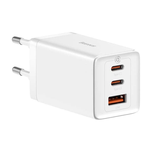 Laddare - BASEUS - GaN5 Pro - 2xUSB-C + USB - 65W - Vit