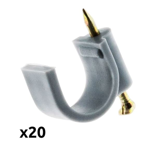 Paket med 20 krokar för montering Ø20mm - Grå - Zenitech